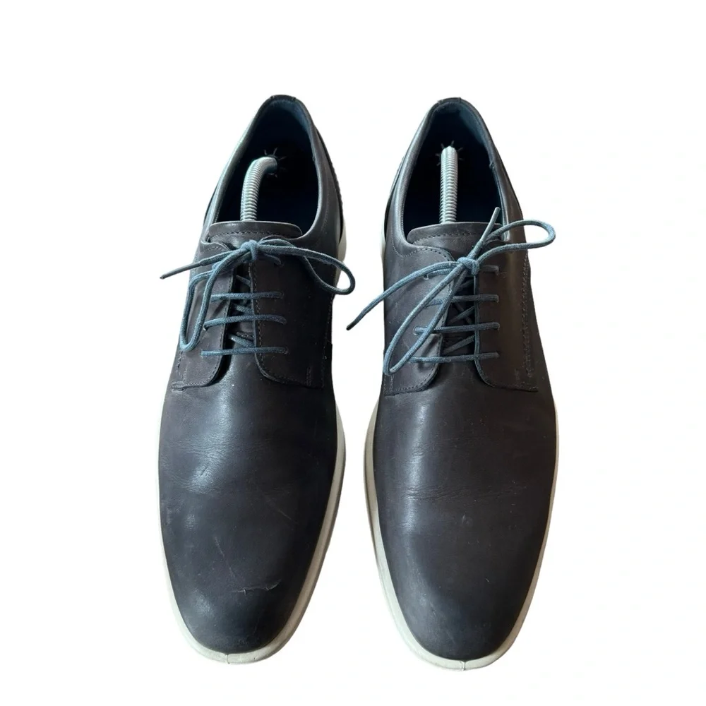Men’s Ecco Size 44 (US Size 10) Gray Leather Lace Up Oxfords Shoes